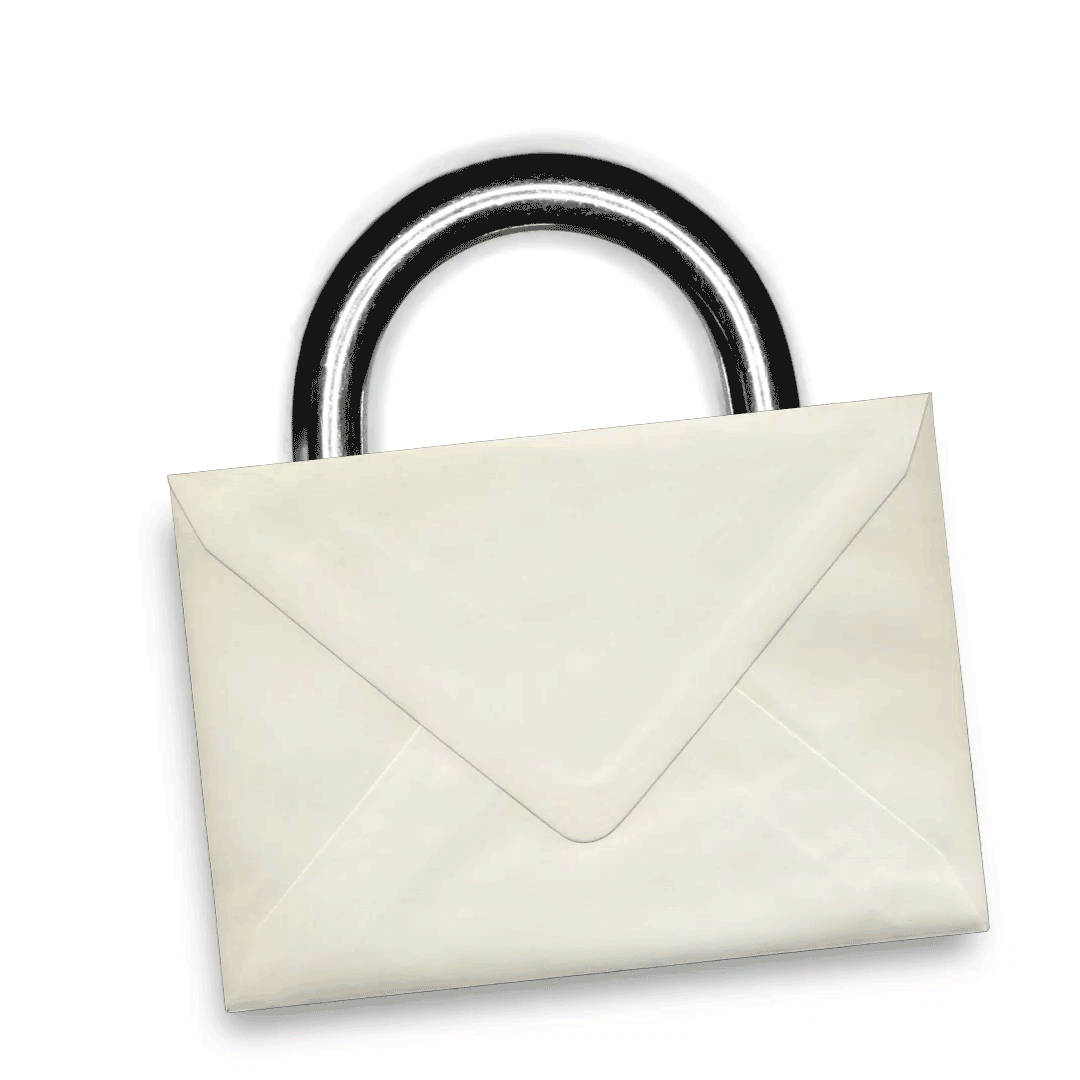 Animation: Briefumschlag mit einem sich öffnenden und schließenden Bügelschloss